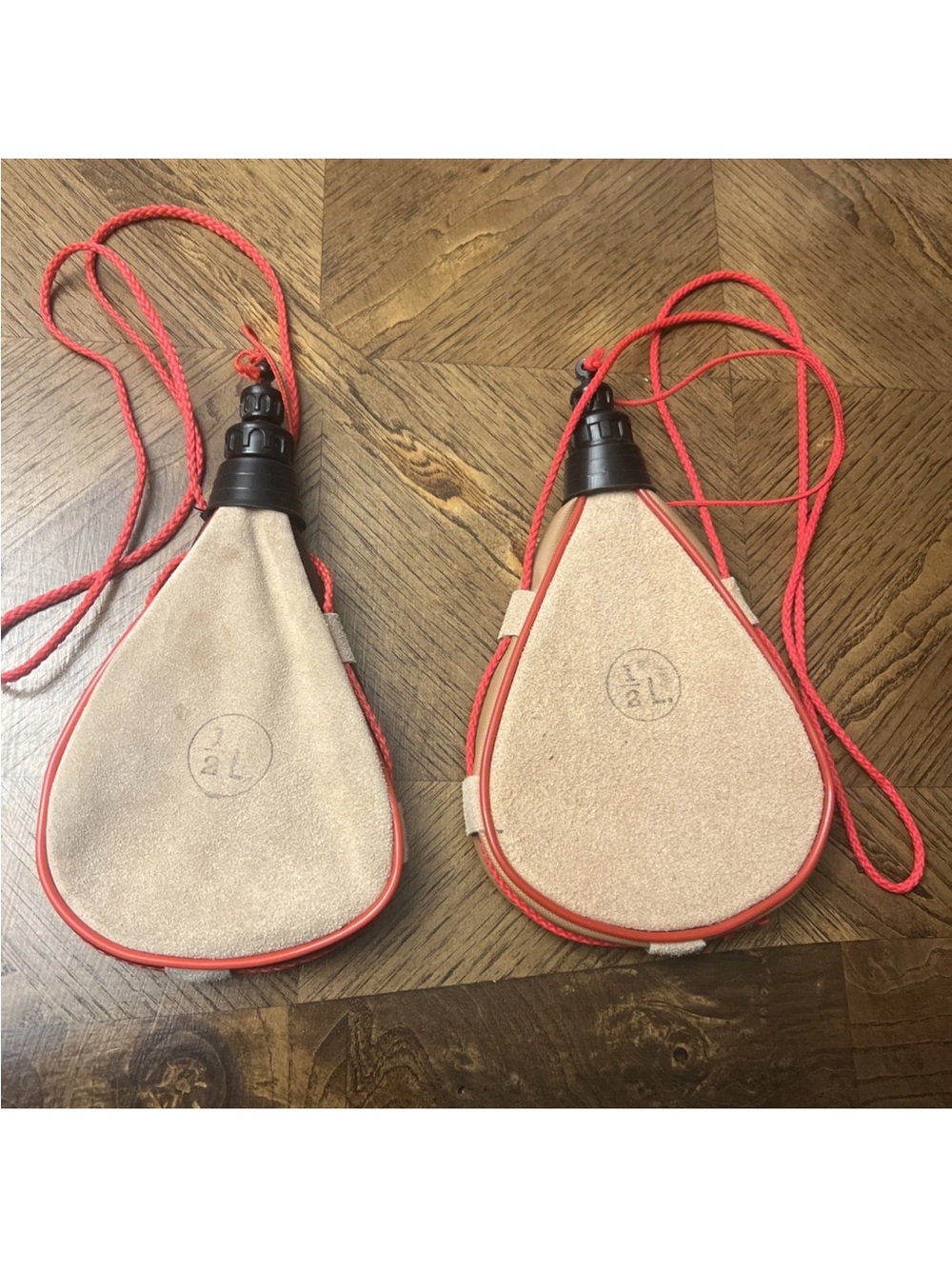 Lot of 2 Spanish Bota Bag Wine Water Canteen Rugged Leather Suede Spain - Picture 4 of 6